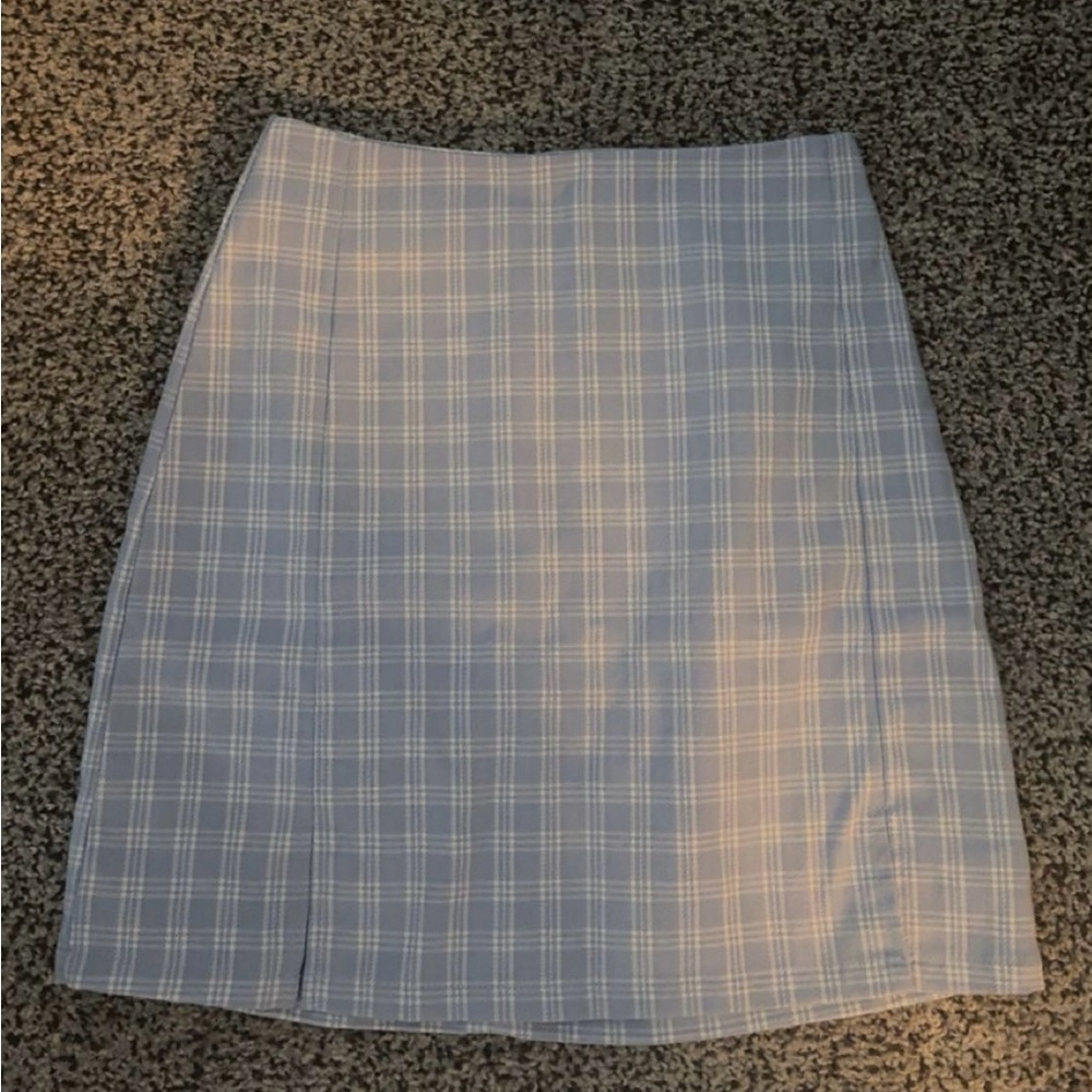 Brandy Melville Light Blue Plaid Pencil Skirt